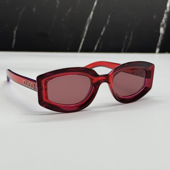 NEW GUCCI SUNGLASSES GG1719S 004 RED WOMEN EYEWEAR - Picture 3 of 10